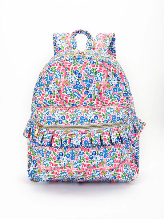 Blue Flower Ruffle Backpack