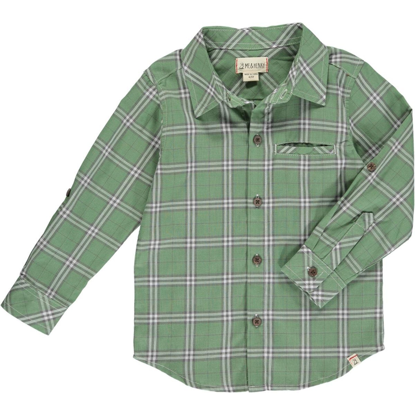 Me + Henry Atwood Woven Shirt - Sage Plaid