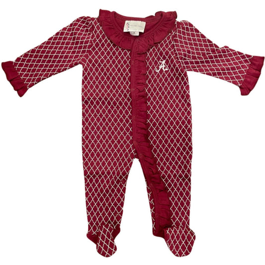 Alabama Lattice Footed Onesie - Girls