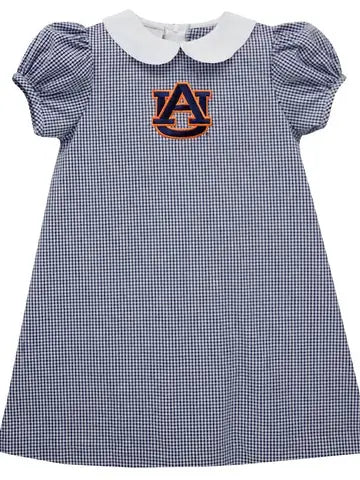 Auburn Tigers Embroidered Navy Short Sleeve A Line Dress