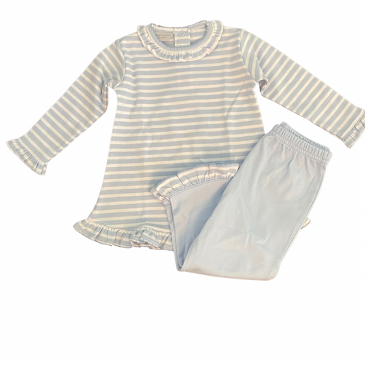 Squiggles by Charlie Long Pant Set w/ Ruffle Neck - Blue