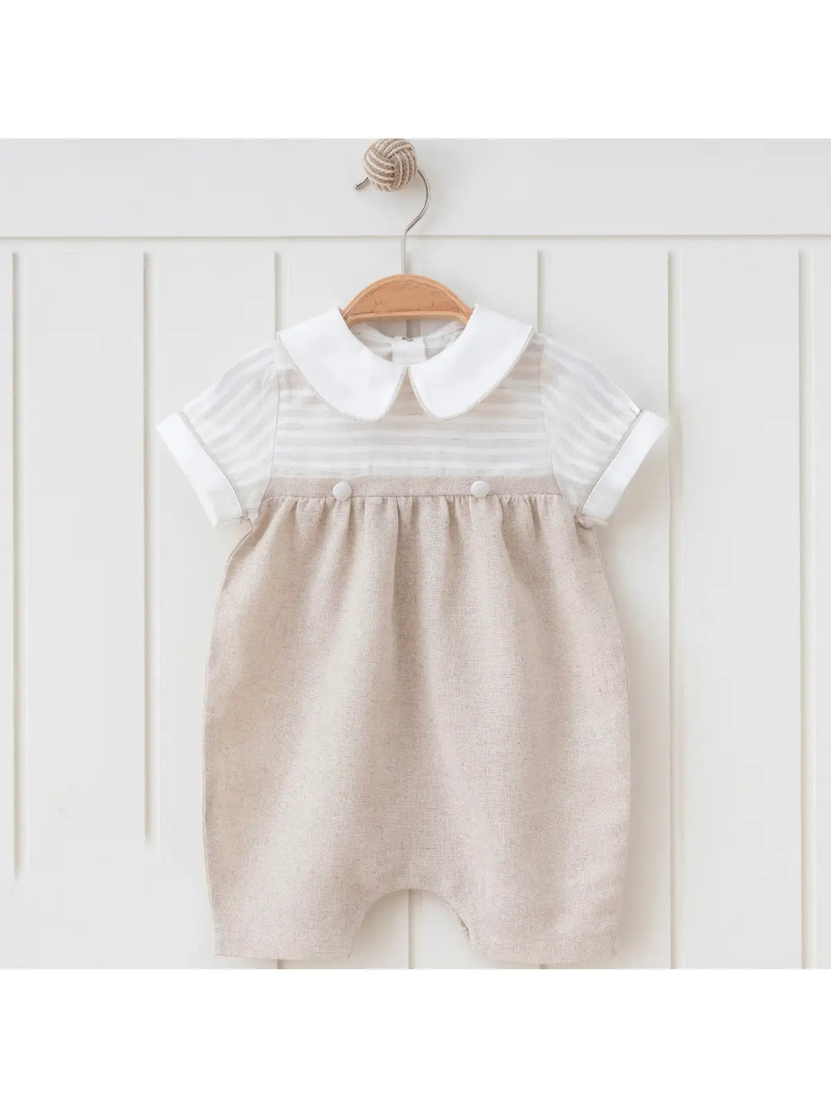 Cotton Elegant Style Boy's Natural Romper