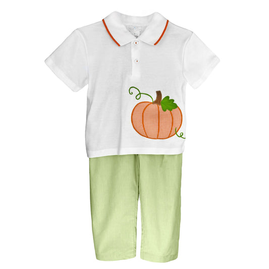 Petit Ami Pumpkin Shirt and Pants Set - Boys