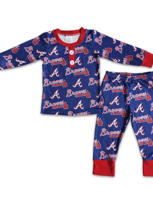 Braves Print Long Sleeve Pajamas