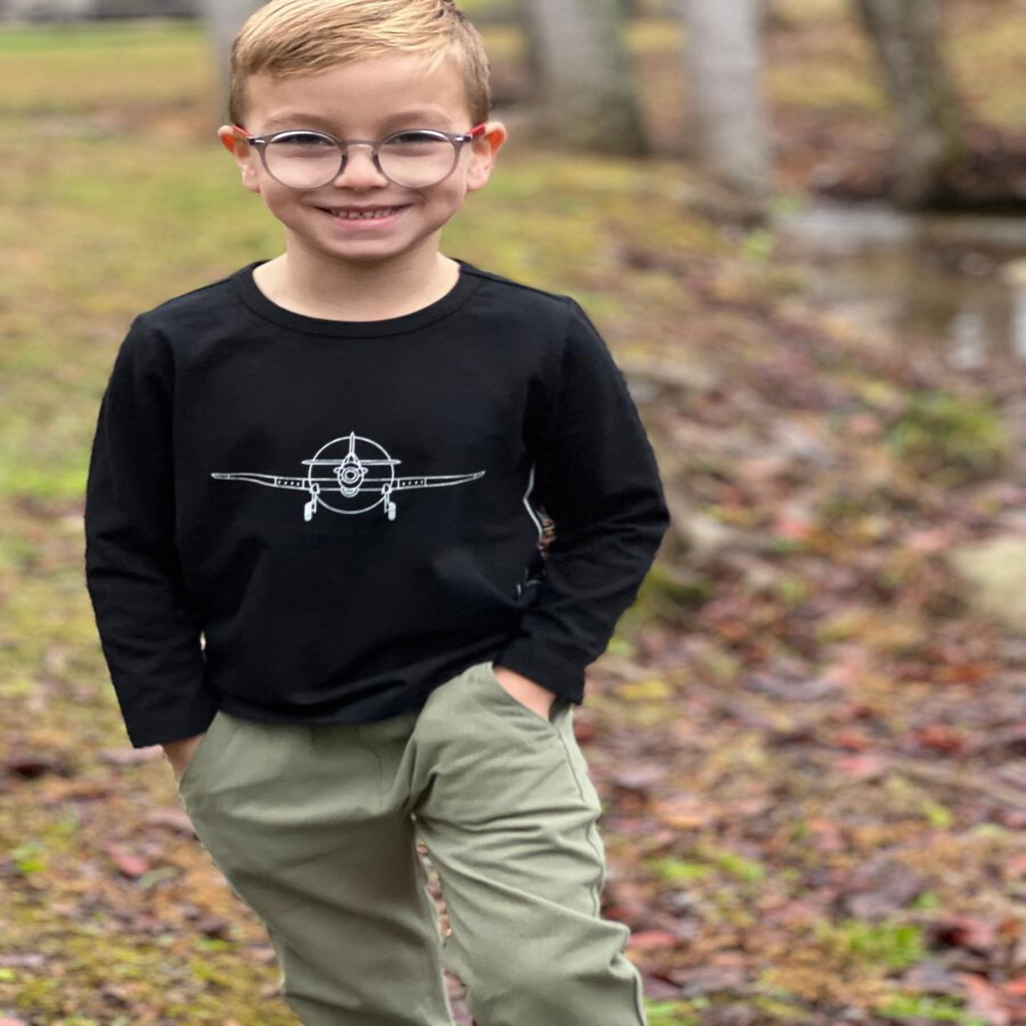 Me + Henry Cherokee Raglan Printed Tee - Black Planes