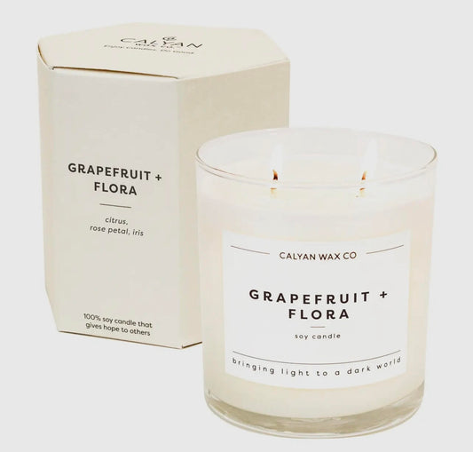 Calyan Wax Co. Grapefruit + Flora Glass Tumbler Soy Candle