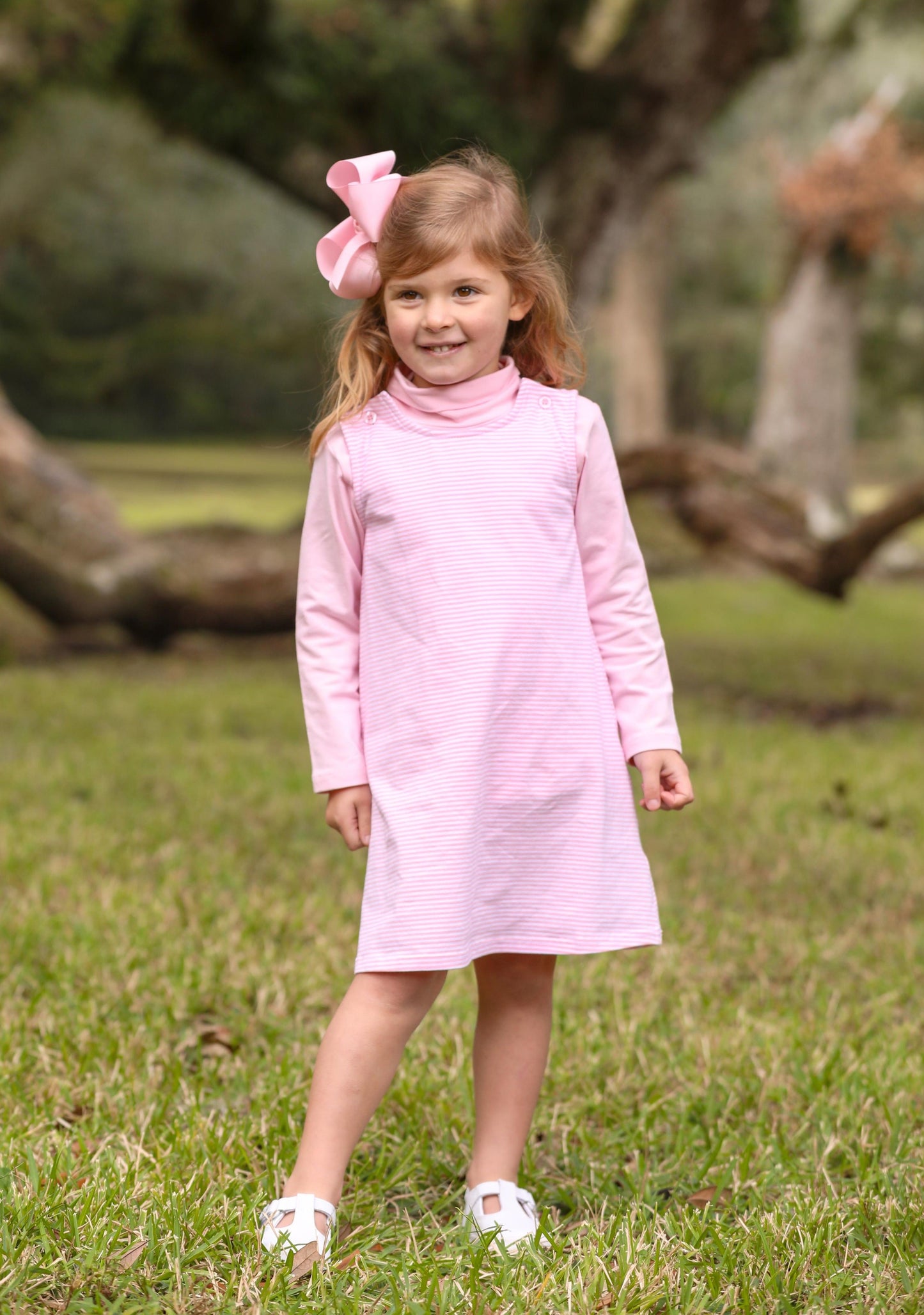 Trotter Street Kids Caroline Dress - Light Pink Stripe