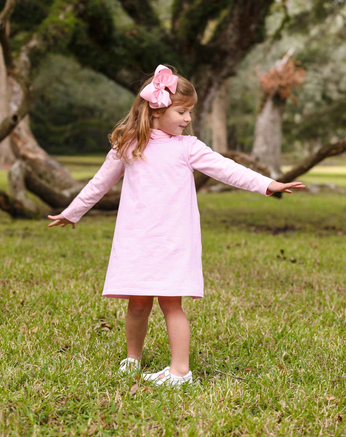 Trotter Street Kids Caroline Dress - Light Pink Stripe