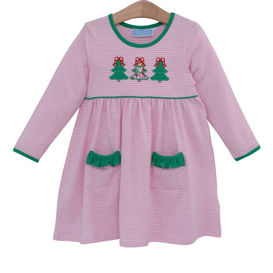 Trotter Street Kids Christmas Tree Applique Dress