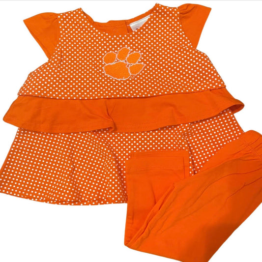 Clemson Ruffle Shirt & Pant Set - Girls