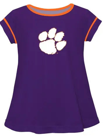 Clemson Solid Purple Laurie Top Short Sleeve