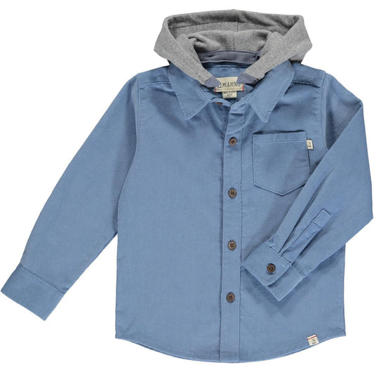 Me + Henry Erin Hooded Woven Shirt - Pale Blue Cord