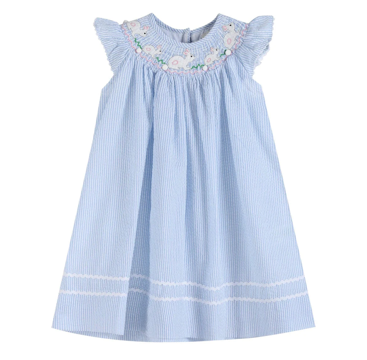 Lil Cactus Blue Seersucker Easter Bunny Dress