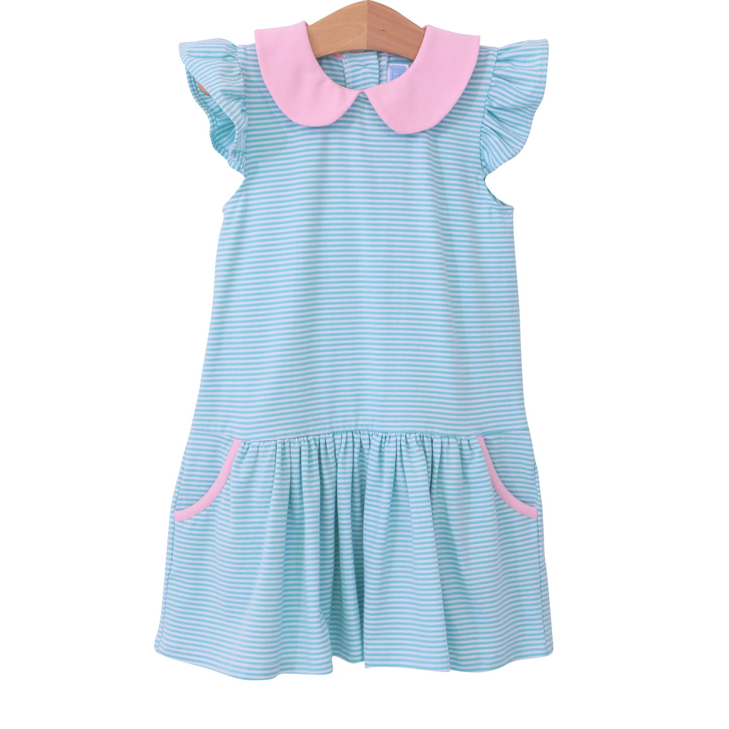 Trotter Street Kids Genevieve Dress - Mint Stripe & Light Pink