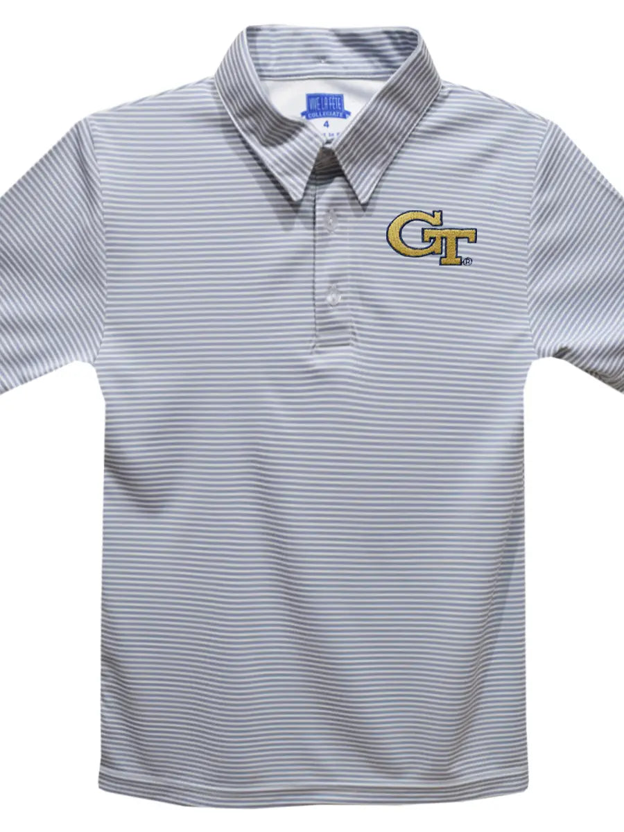 Georgia Tech Yellow Jackets Gray Stripes Polo Shirt