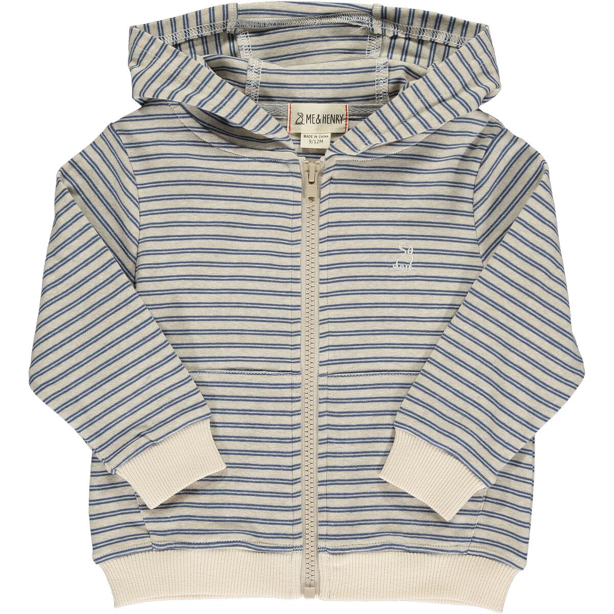 Me + Henry James Zipped Hooded Top - Blue/Beige Stripe - Jacket