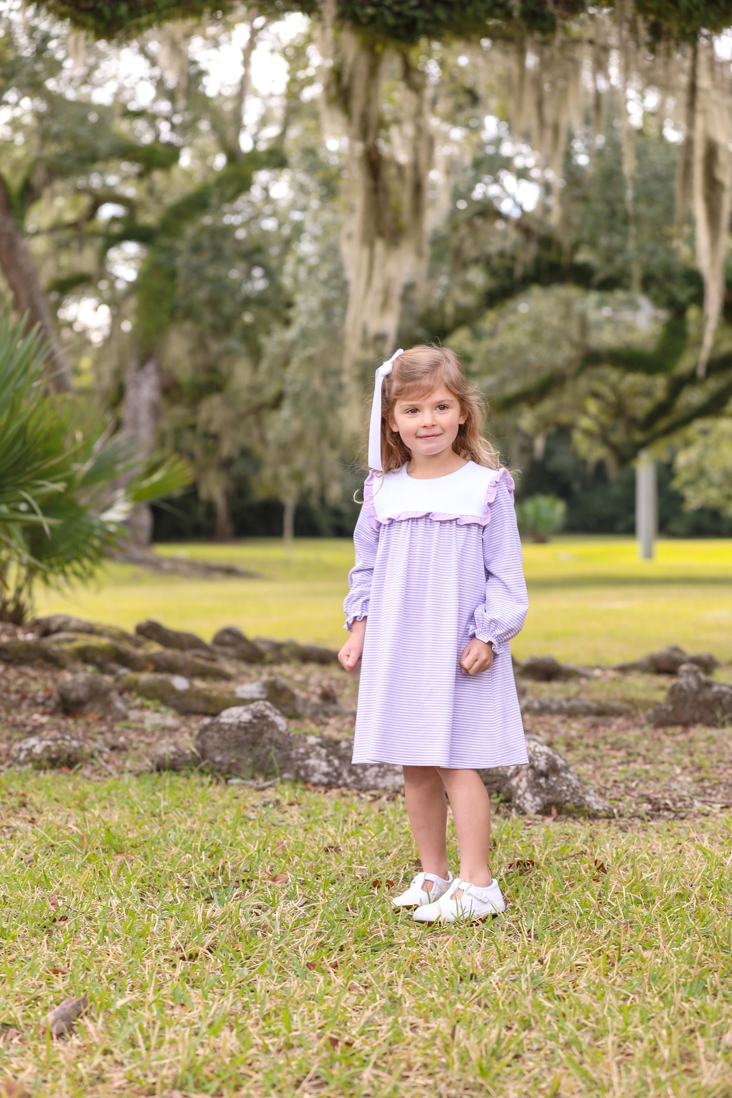 Trotter Street Kids Marie Dress Lavender Stripe