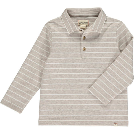 Me + Henry Midway Polo - Grey/Cream Stripe