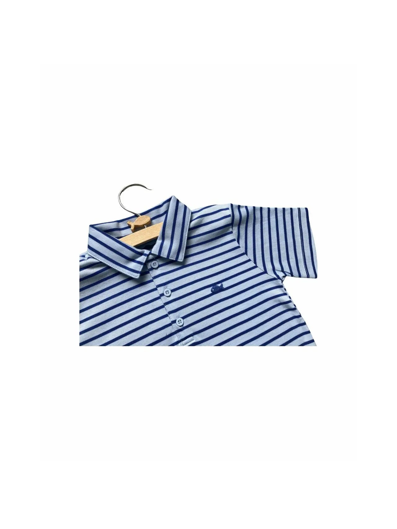 Short Sleeve Polo - Dark and Light Blue Stripes