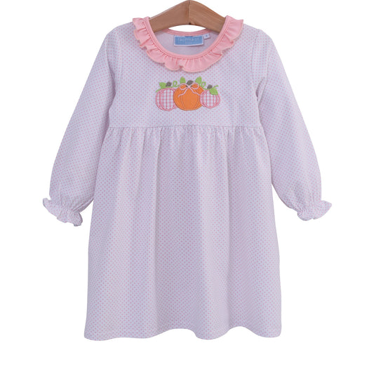 Trotter Street Kids Pumpkin Trio Applique Dress