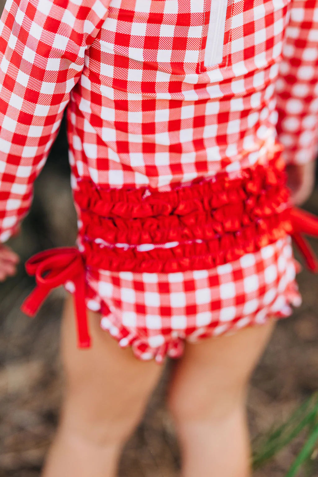 Sugar Bee Clothing Ruffle Bottom Swimsuit - Red Gingham