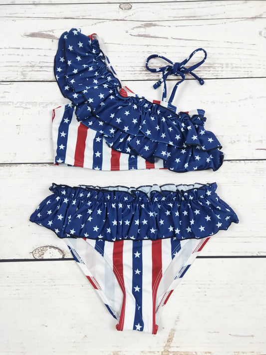 Ruffles Stars Stripe 4th of July Swimwear