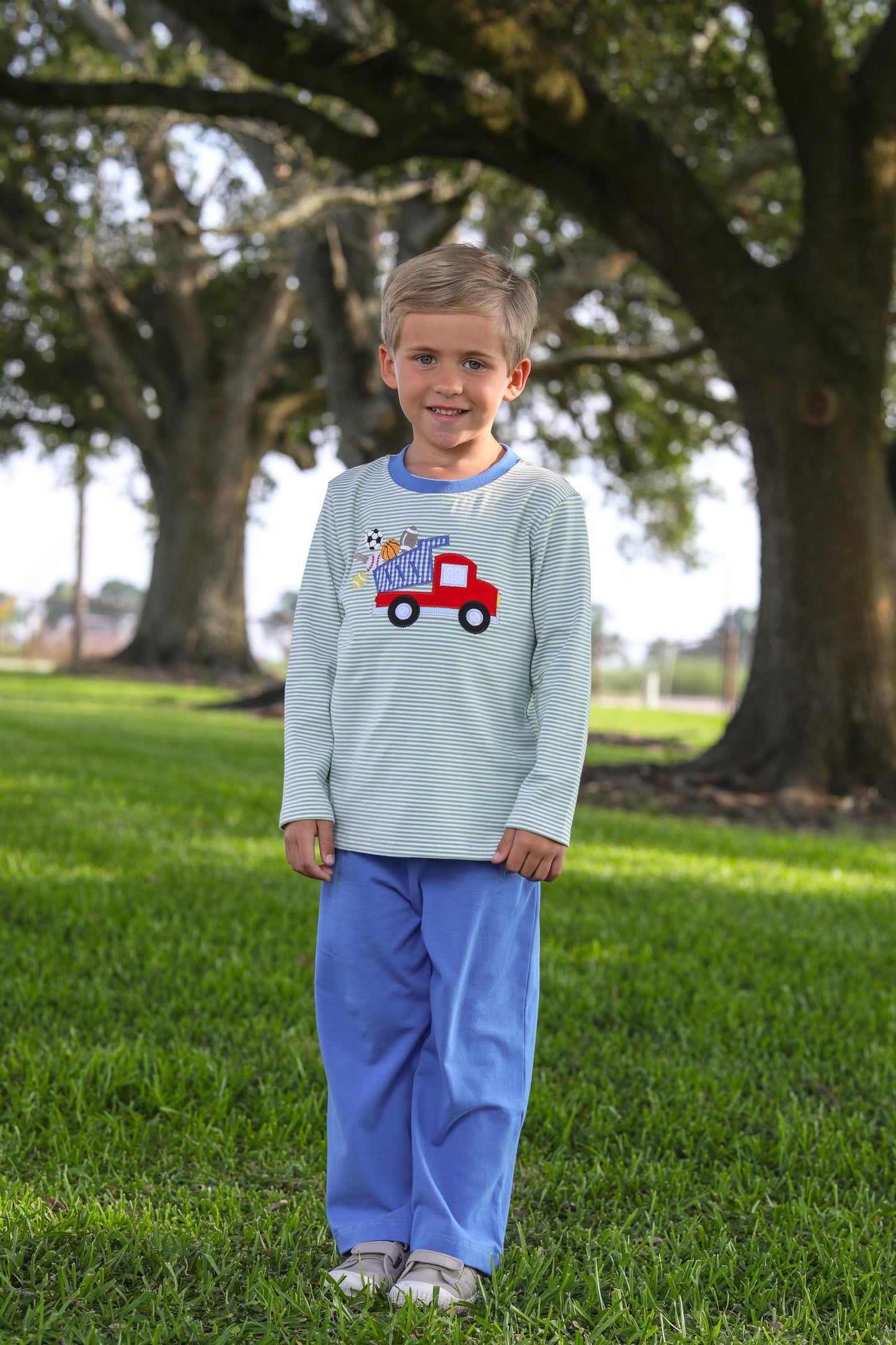 Trotter Street Kids Sports Dump Truck Applique Pants Set