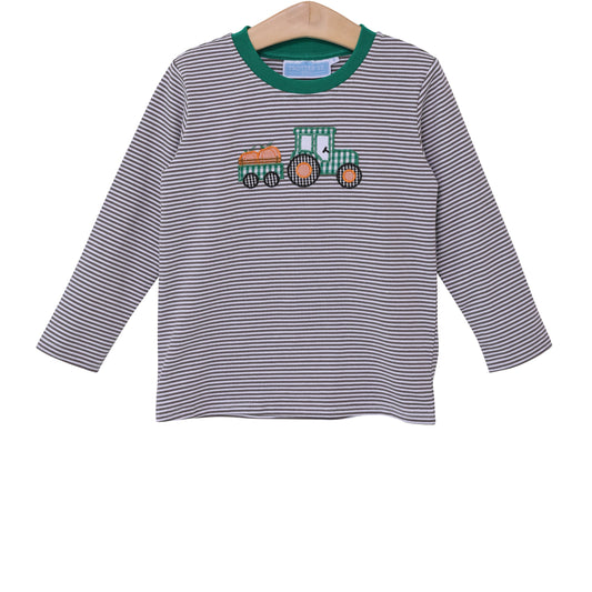 Trotter Street Kids Tractor Pumpkin Applique Shirt