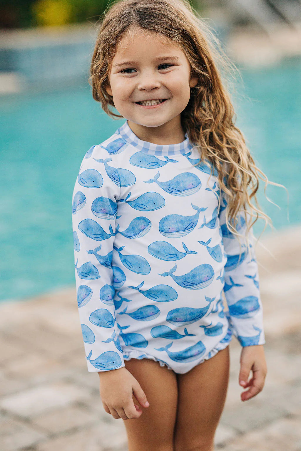 Sugar Bee Clothing Ruffle Bottom Swimsuit - Whales