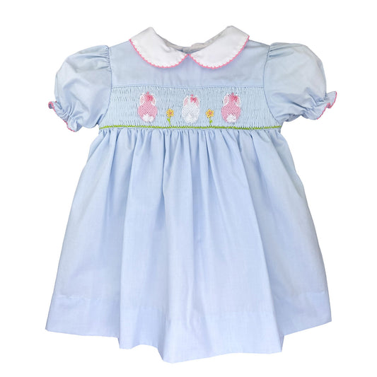 Petit Ami Bunny Picture Smocking Dress