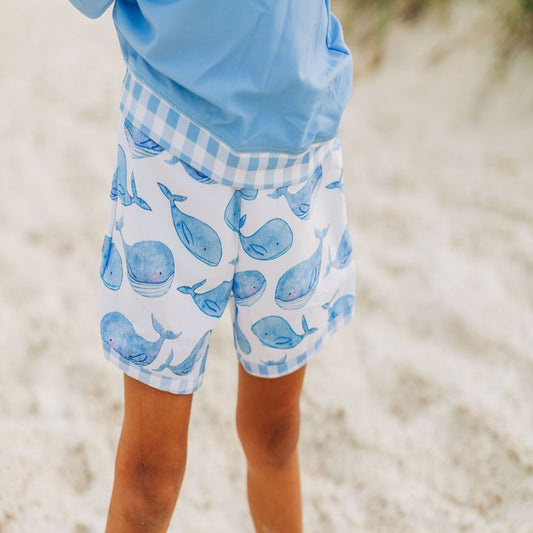 Sugar Bee Clothing Swim Shorts - Whales