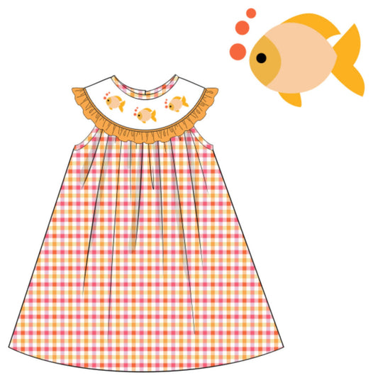 Smocked Orange Fish Collection Dress